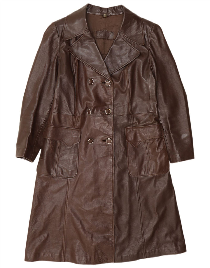 Manteau en cuir femme vintage IT 48 XL Bordeaux