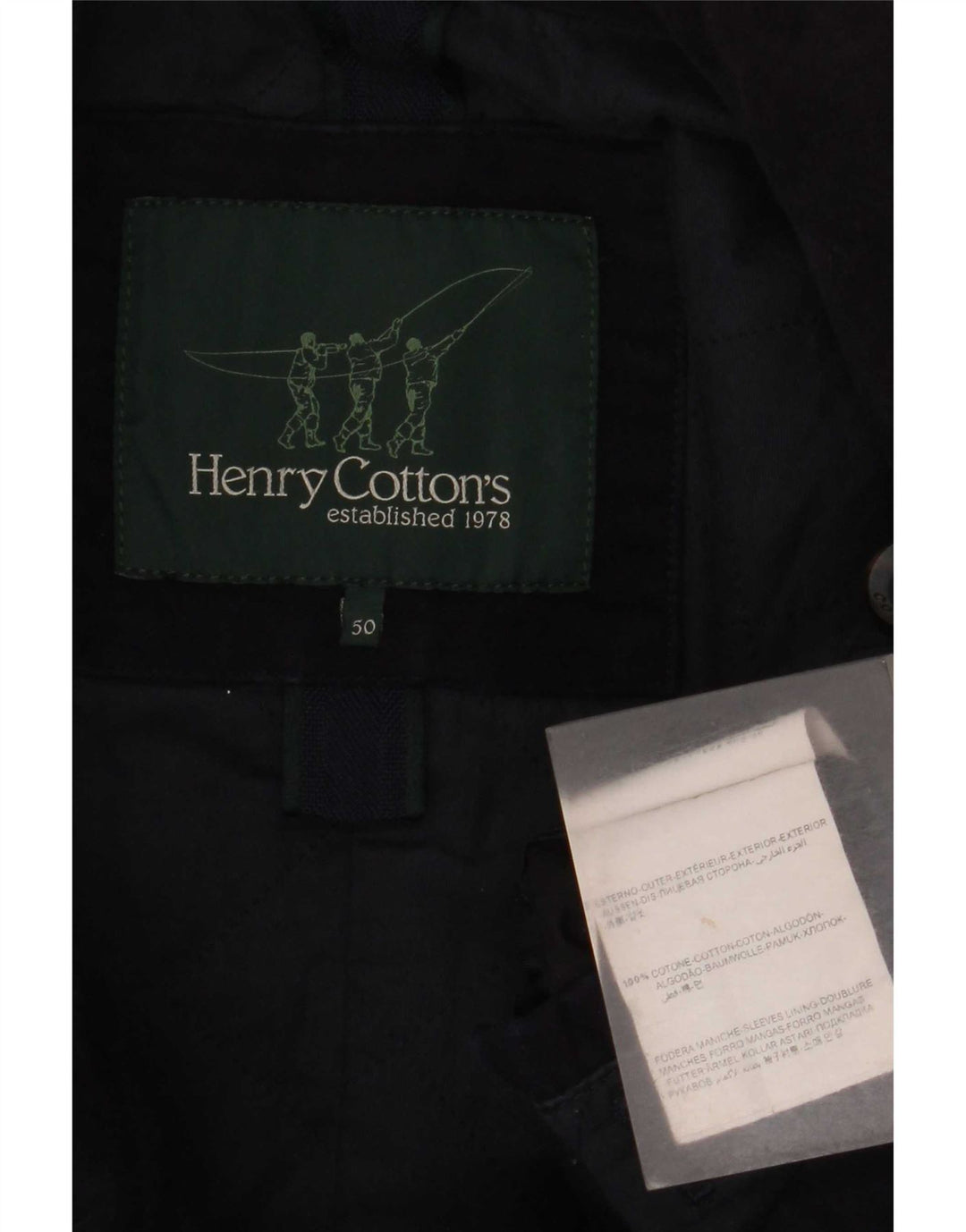 Henry Cottons Mens Pea Coat IT 50 Large Navy Blue Cotton
