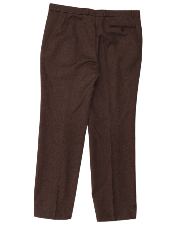 Vintage Mens Pegged Casual Trousers W36 L29 Brown Virgin Wool