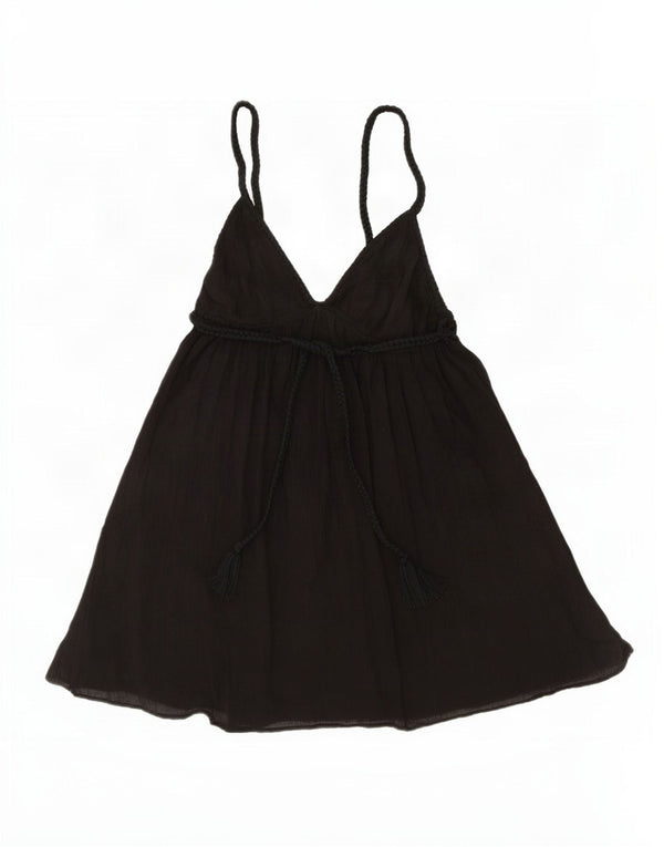 Zara Womens Playsuit UK 12 Mittelschwarze Baumwolle