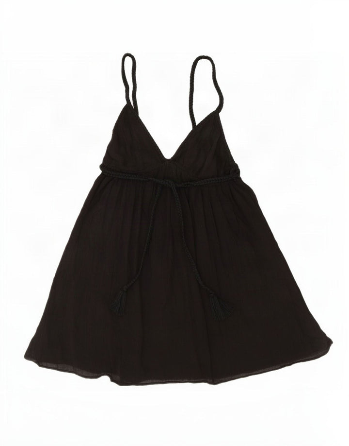 Zara Womens Playsuit UK 12 Mittelschwarze Baumwolle