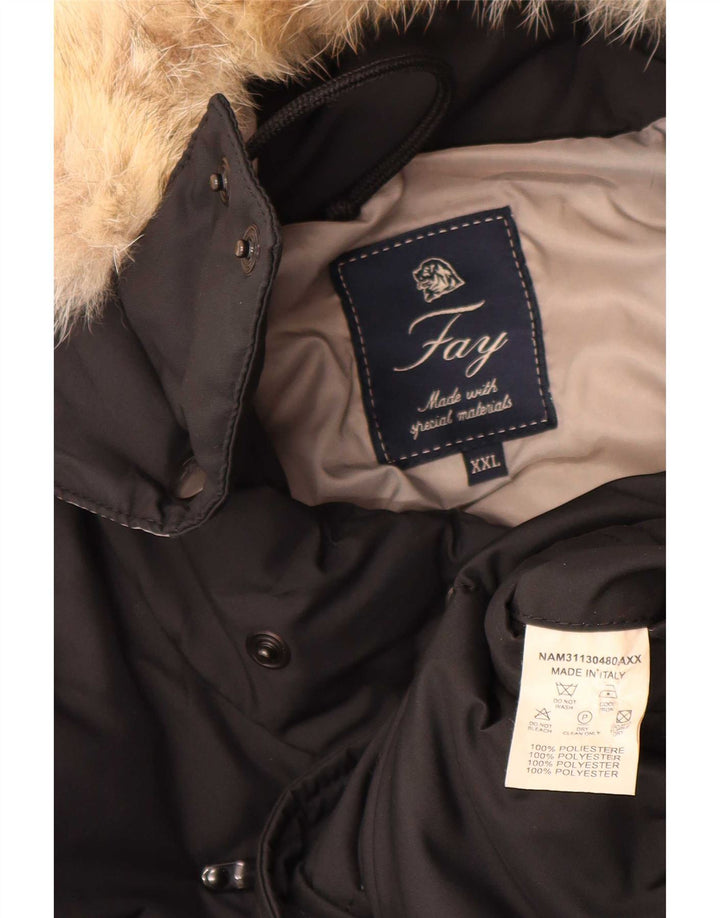 Giacca imbottita con cappuccio da uomo Fay UK 44 2XL poliestere nero