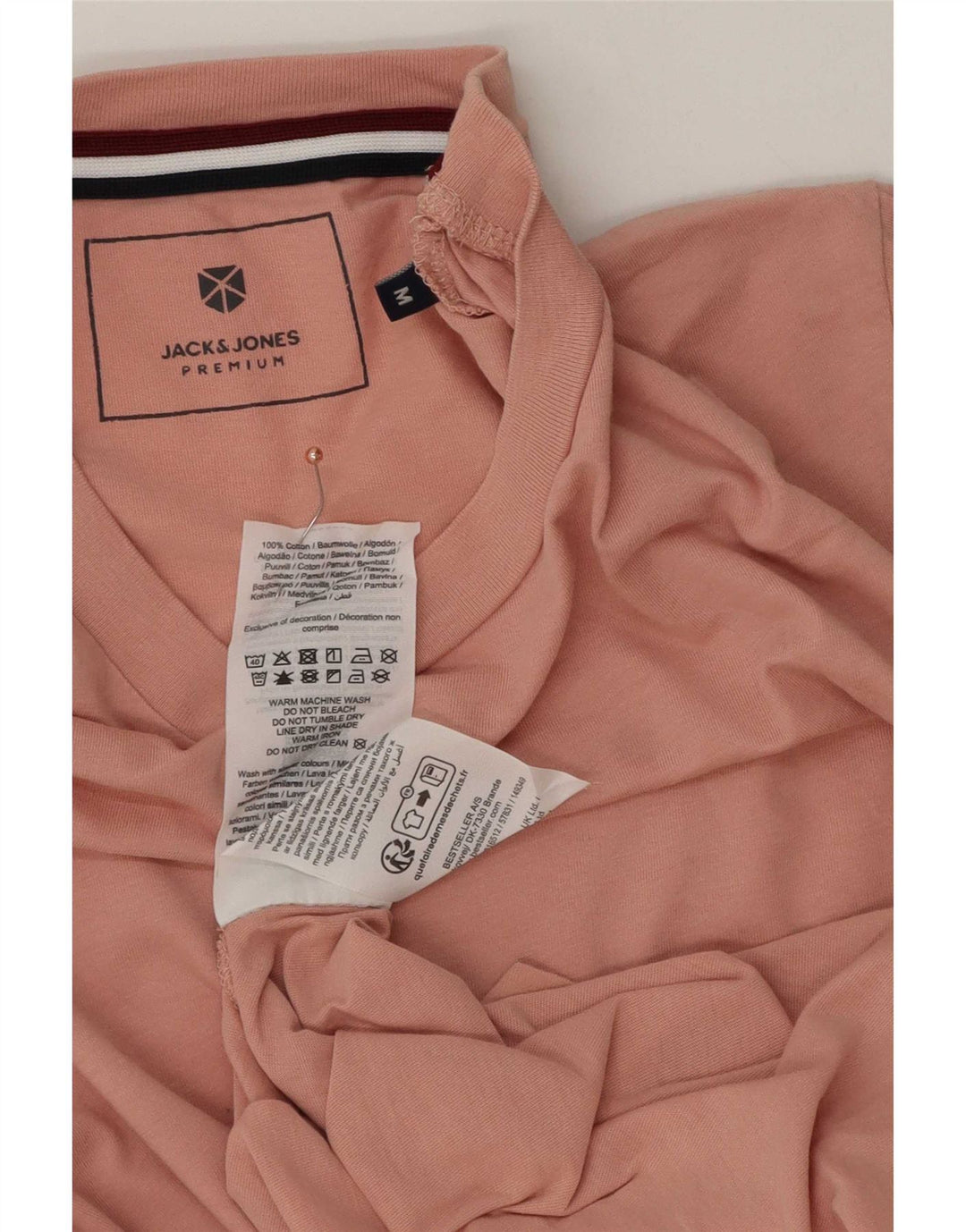 Jack & Jones Mens Graphic T-Shirt Top Medium Pink Cotton