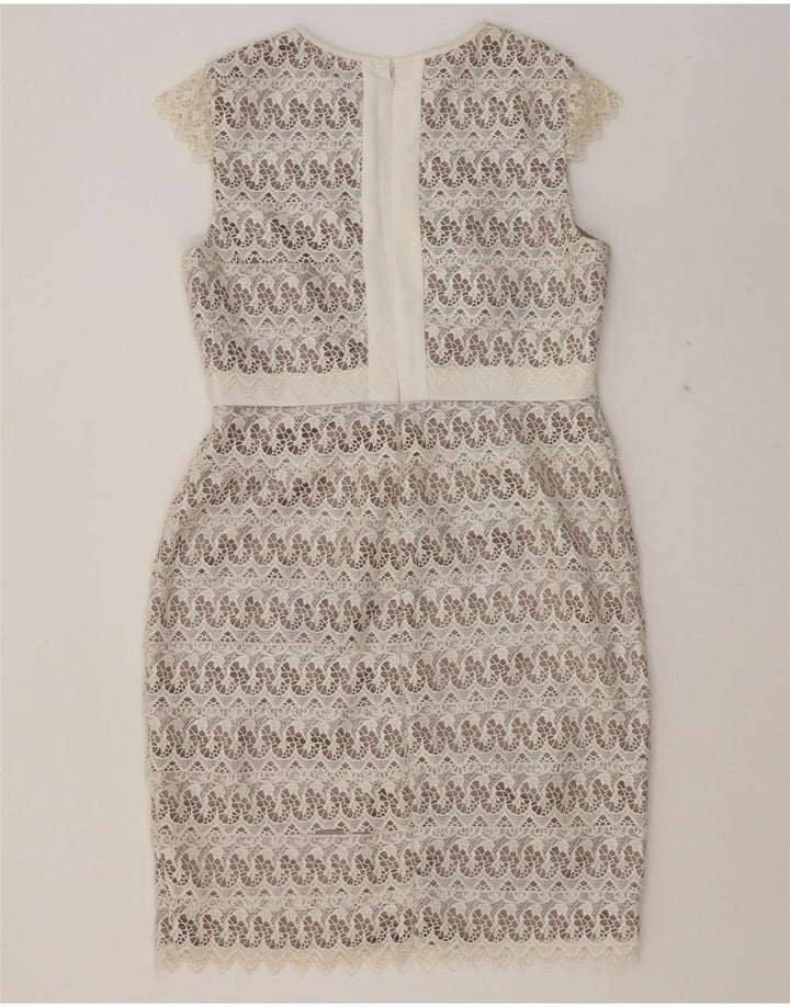 PHASE EIGHT Womens Sheath Dress UK 14 Medium Beige Floral Polyester Vintage Phase Eight and Second-Hand Phase Eight from Messina Hembry 