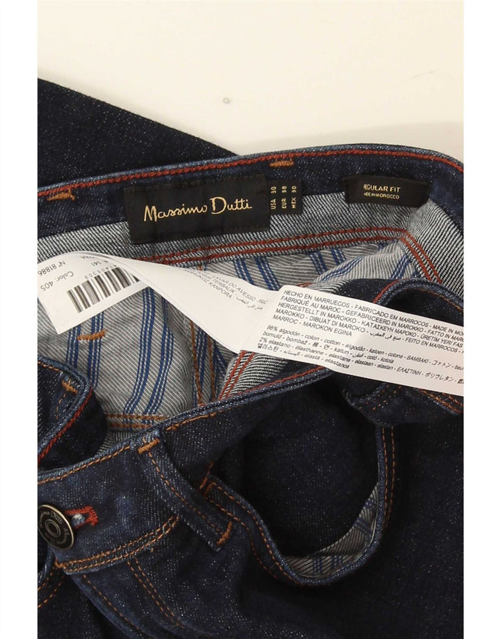 Massimo Dutti Mens Regular Fit Straight Jeans EU 38 Small W30 L30 Navy Blue