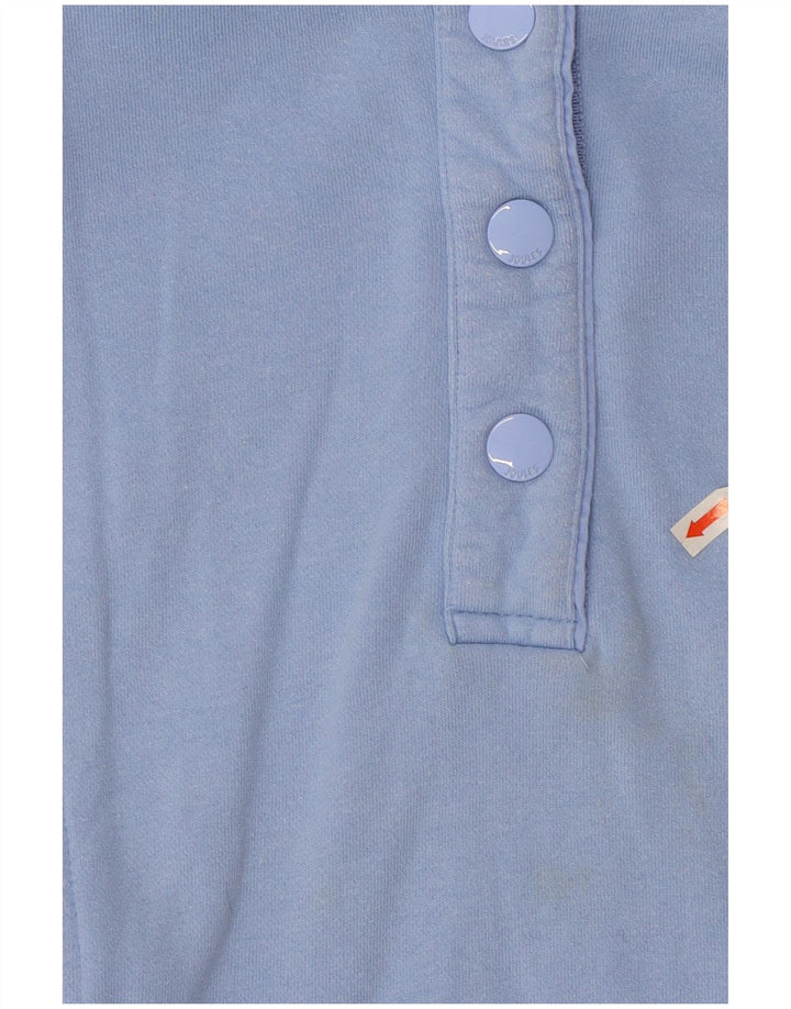 Joules Womens Button Neck Sweatshirt Jumper UK 12 Medium Blue Cotton
