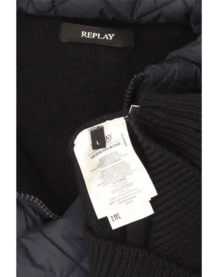 Replay Cardigan Homme Pull Large Bleu Marine Acrylique
