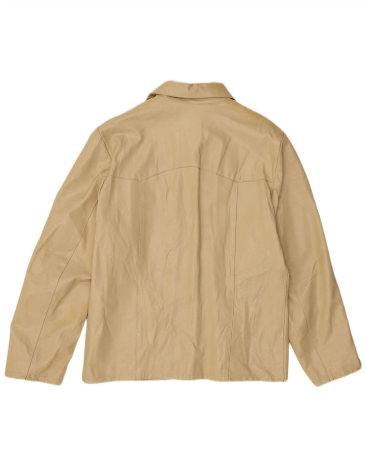 Bayside Mens Leather Jacket UK 40 Large Beige Leather