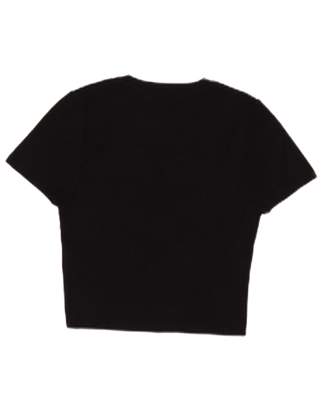 Zara Womens Crop T-Shirt Top UK 12 Medium Black Viscose