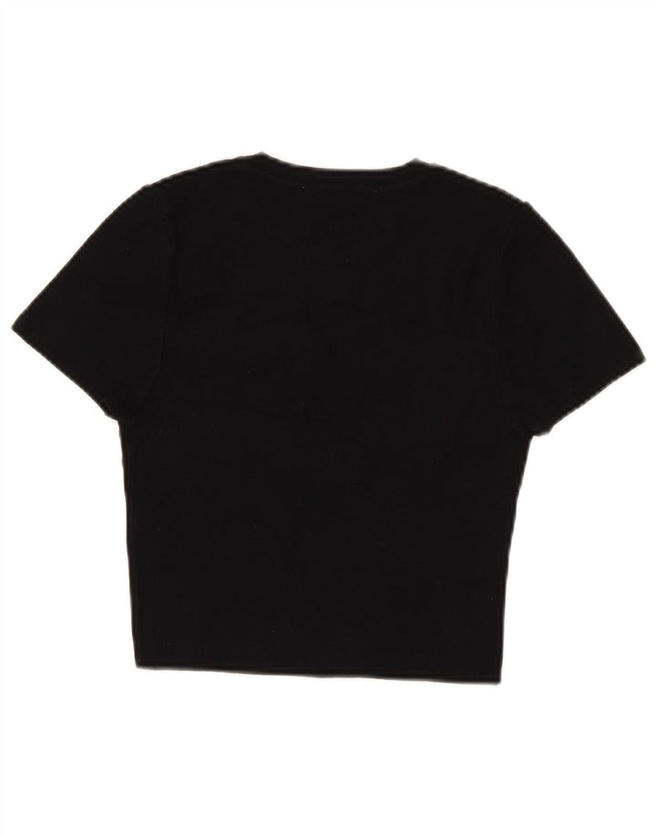Zara Womens Crop T-Shirt Top UK 12 Medium Black Viscose