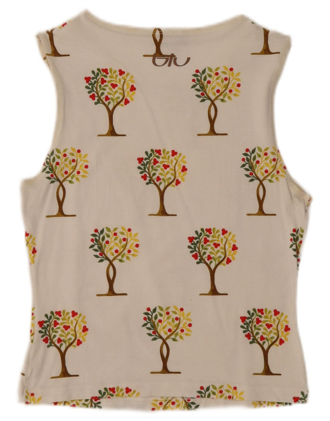 Byblos Womens Crop Graphic Vest Top UK 12 Medium White Floral