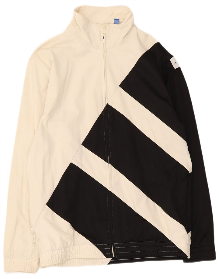 Adidas Mens Graphic Tracksuit Top Jacket Medium White Colourblock Polyamide