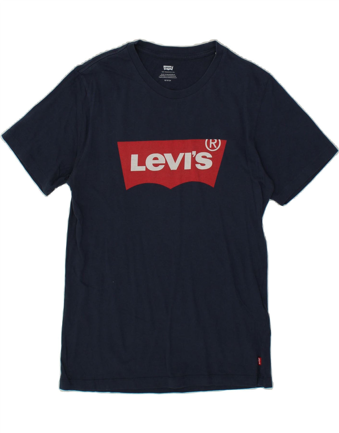 LEVI'S Mens Graphic T-Shirt Top Small Navy Blue Cotton Vintage Levi's and Second-Hand Levi's from Messina Hembry 