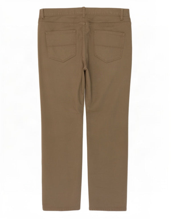 Marks & Spencer Mens Straight Casual Trousers W36 L31 Khaki Cotton