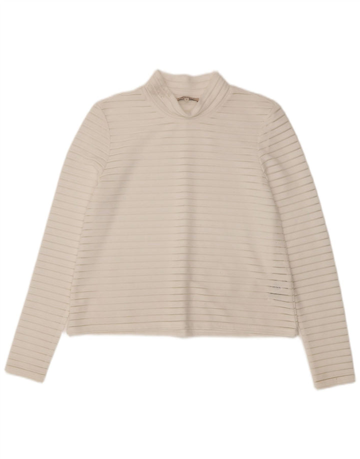 Marks & Spencer Dametop Langærmet UK 10 Small White Pinstripe