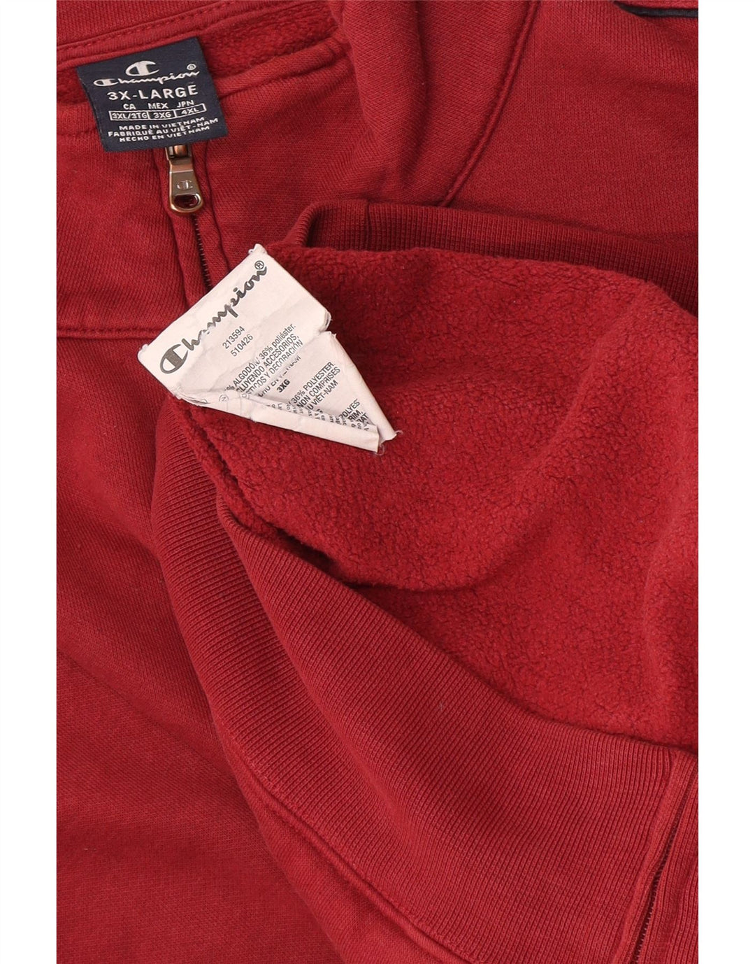 Champion Mens Tracksuit Top Jacket 3XL Burgundy Cotton