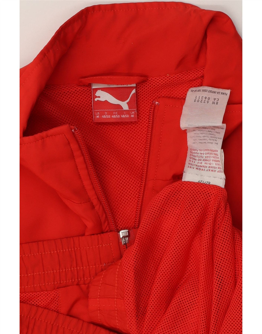 PUMA Mens Tracksuit Top Jacket Medium Red Colourblock Polyester