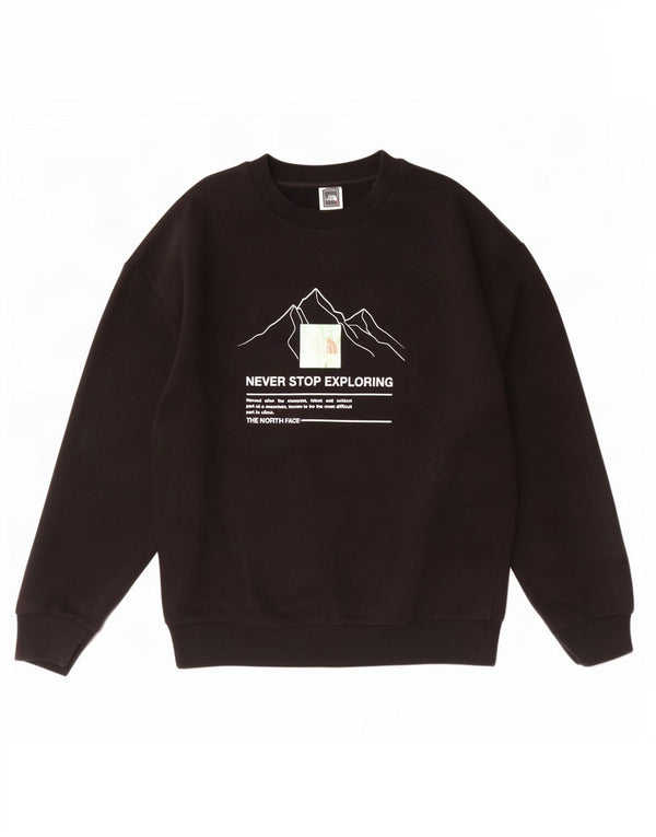 The North Face Womens Graphic Sweatshirt Jumper UK 14 Medium Black Cotton