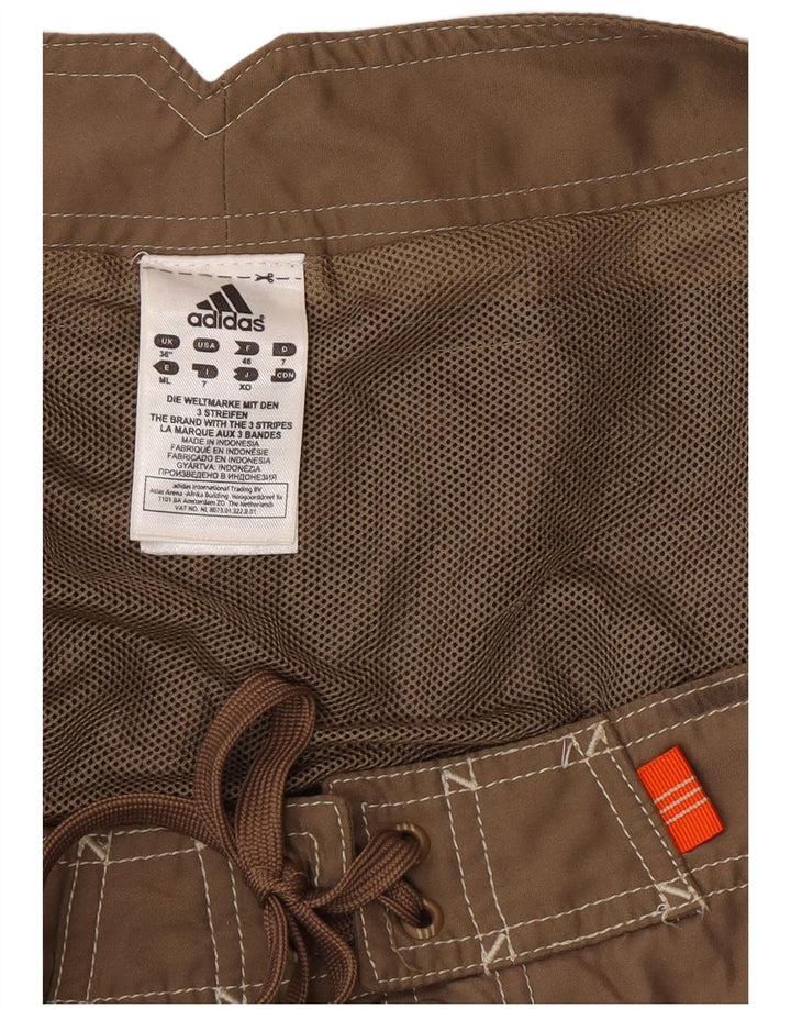 Adidas Mens Graphic Swimming Shorts Large Brown Colourblock Polyester