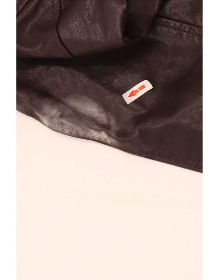 Giacca in pelle con cappuccio da uomo PEPE Jeans UK 36 piccola marrone