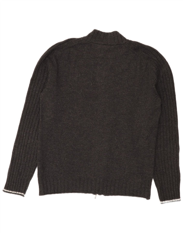 Harmont & Blaine Mens Full Zip Cardigan Sweater Large Grey Colourblock Wool