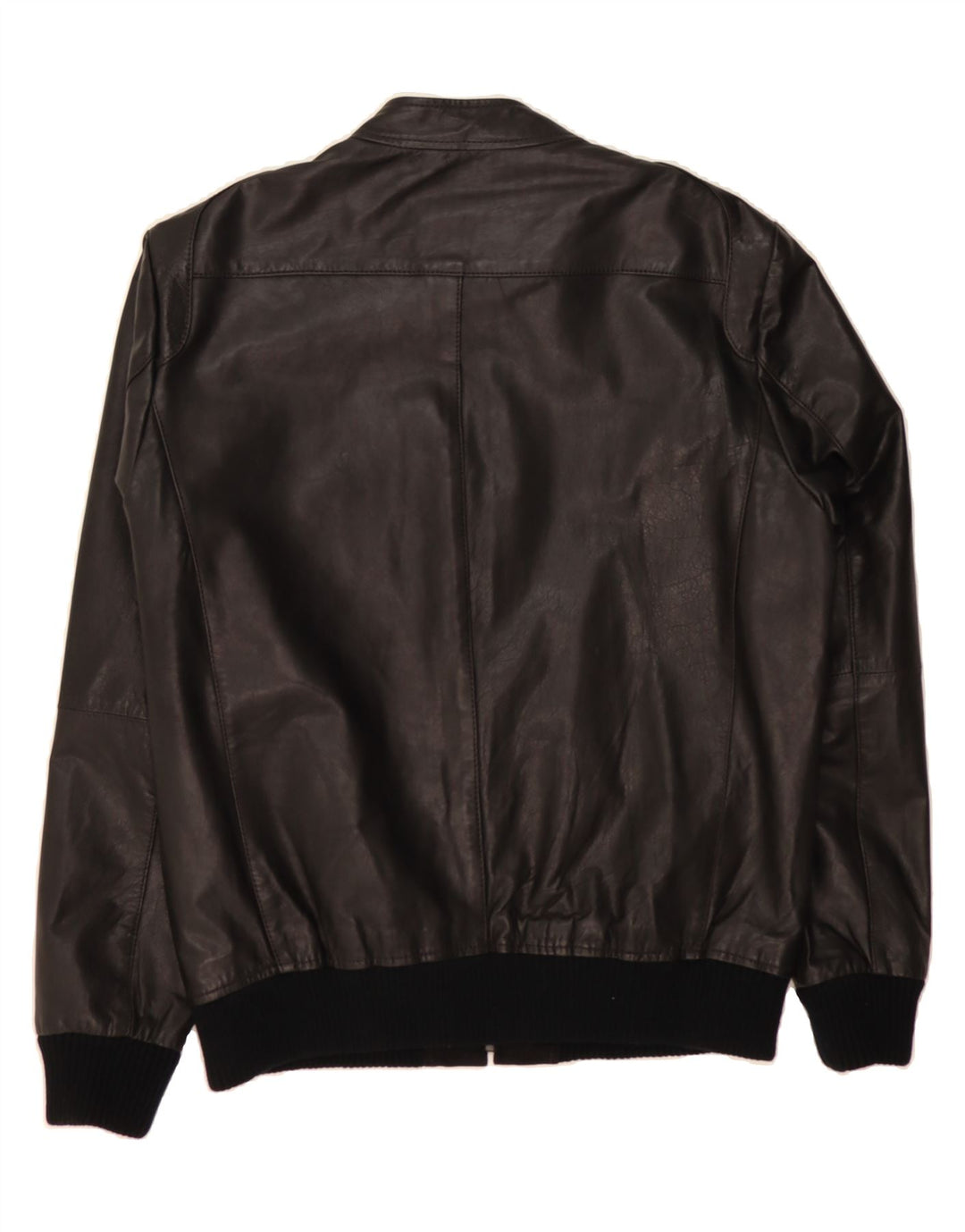 SELECTED Womens Bomber Leather Jacket UK 18 XL Black Leather Vintage Selected and Second-Hand Selected from Messina Hembry 