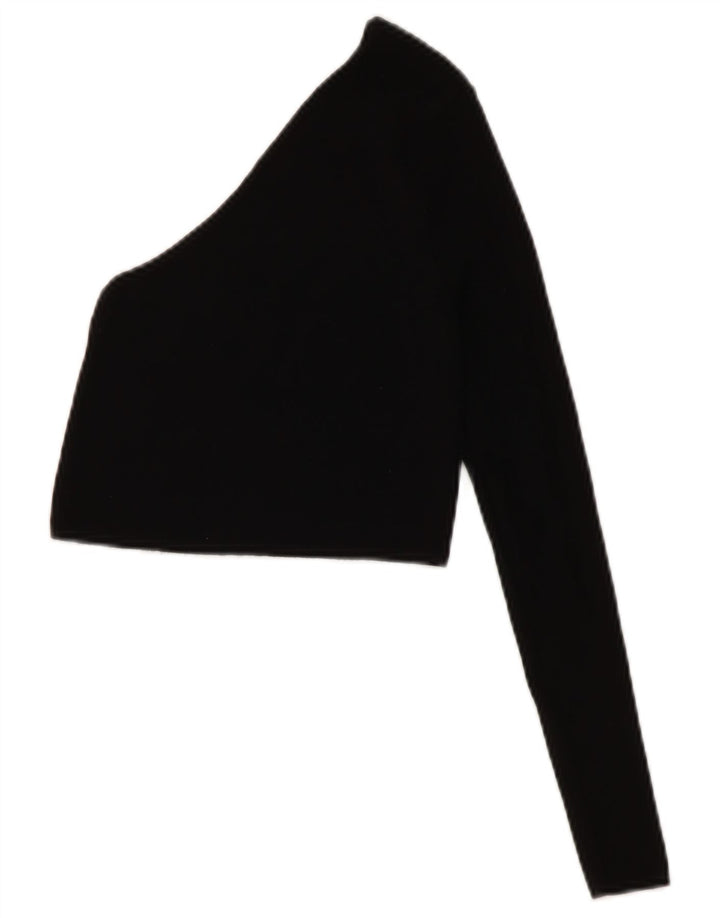 Top corto monospalla da donna Zara UK 8 piccolo in viscosa nera