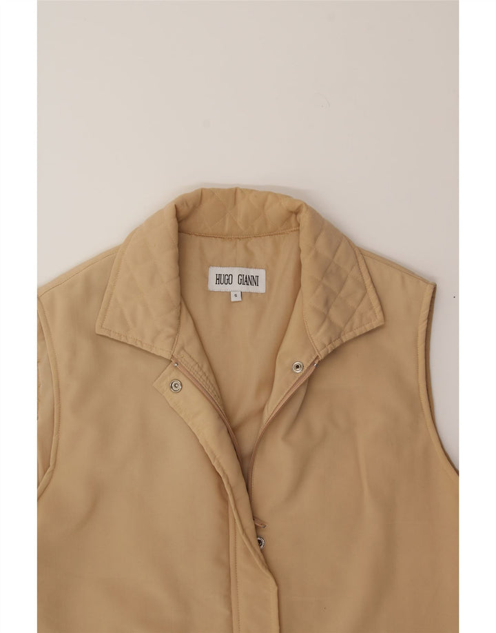 VINTAGE Womens Oversized Gilet UK 10 Small Beige Polyester Vintage Vintage and Second-Hand Vintage from Messina Hembry 