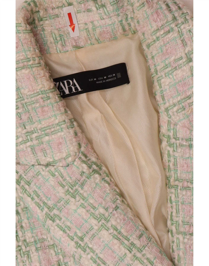 Zweireihiger Blazer für Damen von Zara, Gr. 12, mittelgrün kariert