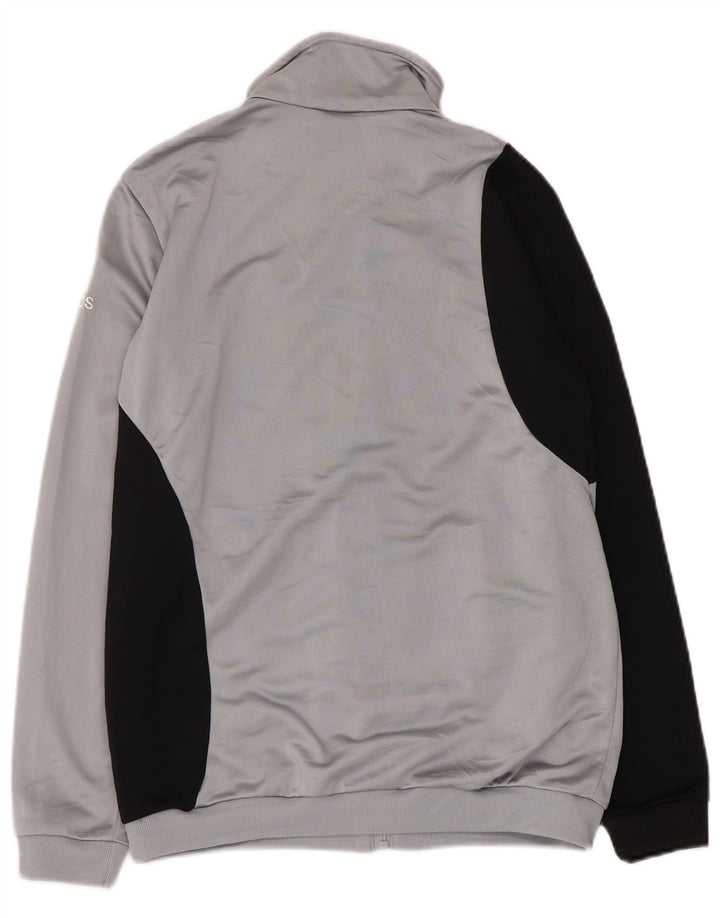 ADIDAS Boys Tracksuit Top Jacket 13-14 Years Grey Colourblock Polyester