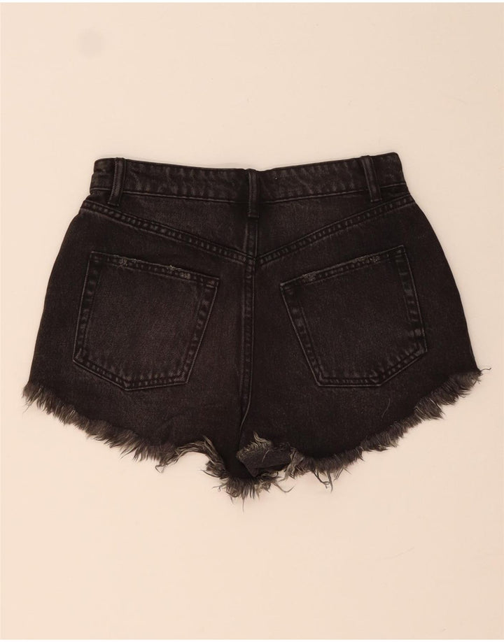 ZARA Womens Distressed Denim Shorts EU 34 2XS W24  Black