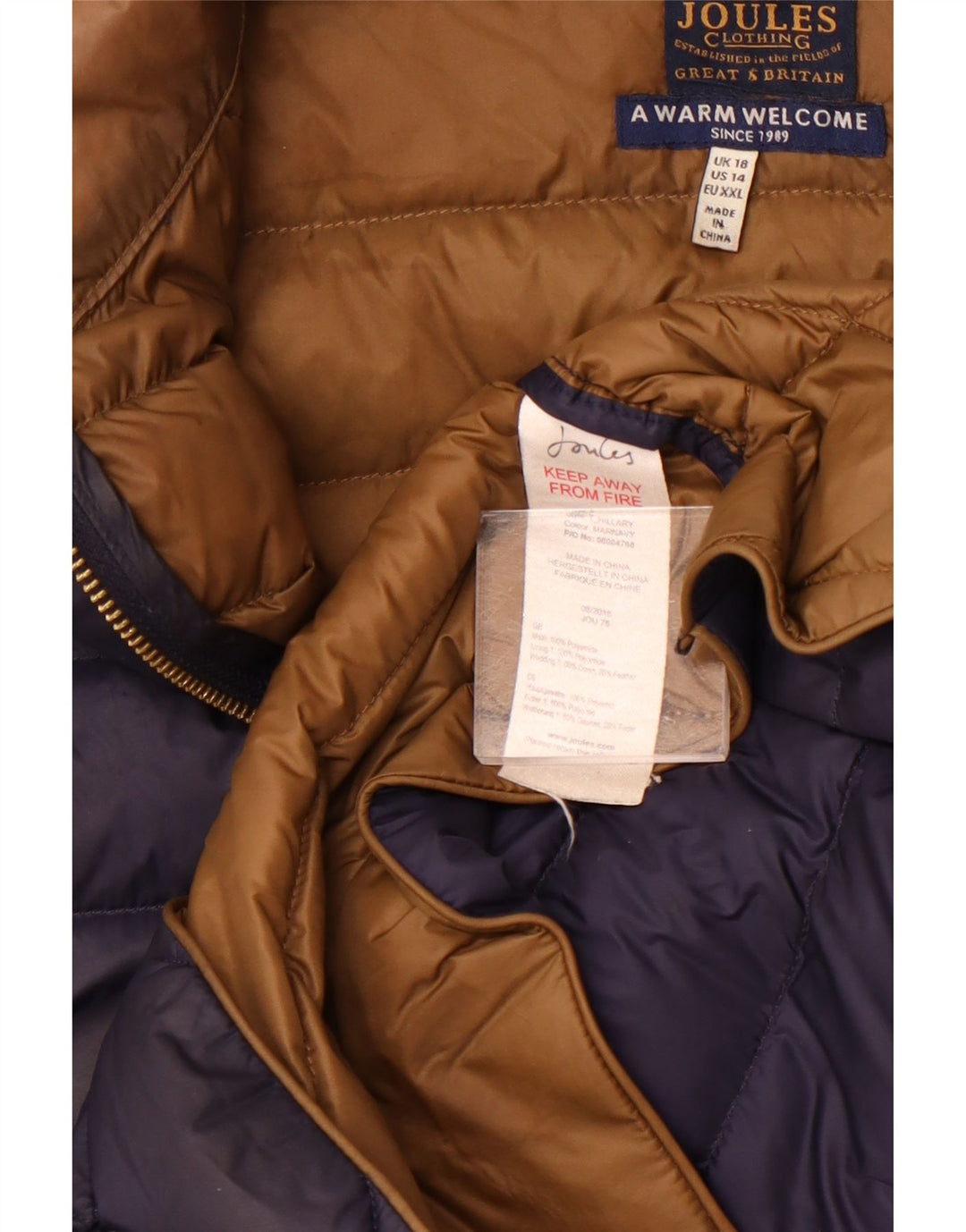 Joules Womens Padded Jacket UK 18 XL Navy Blue Polyamide