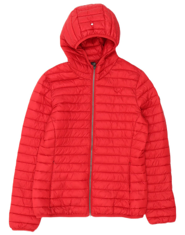 Canadiens Womens Hooded Padded Jacket UK 16 Large Red Polyamide