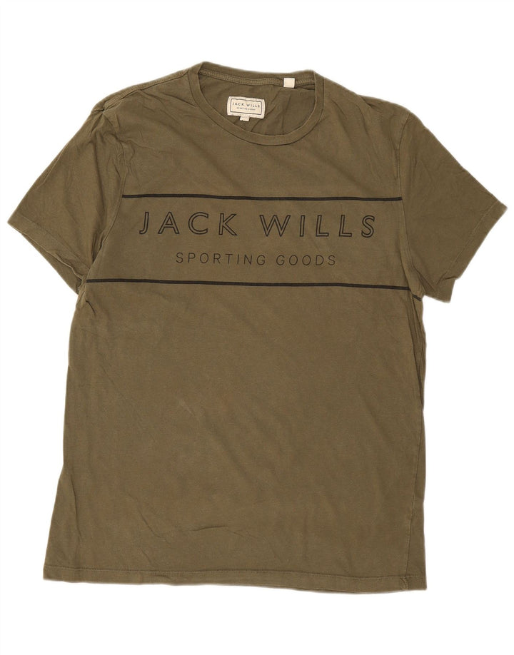 Jack Wills Mens Graphic T-Shirt Top Medium Khaki Cotton
