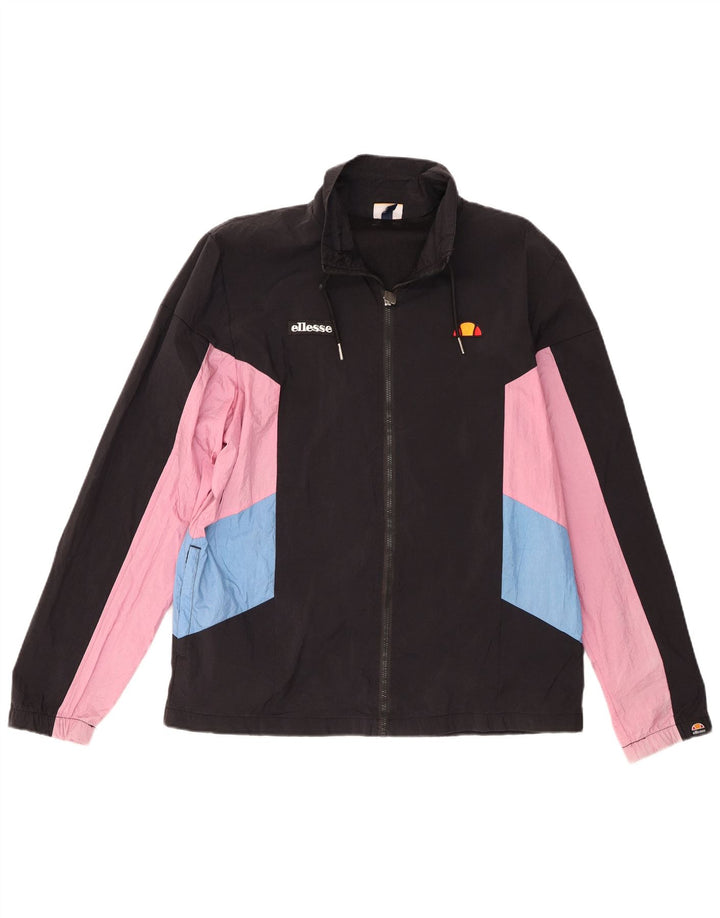 ELLESSE Womens Tracksuit Top Jacket UK 16 Large Black Colourblock
