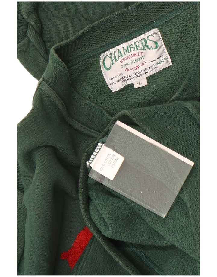 Chambers Mens Graphic Sweatshirt Jumper Large Green Cotton