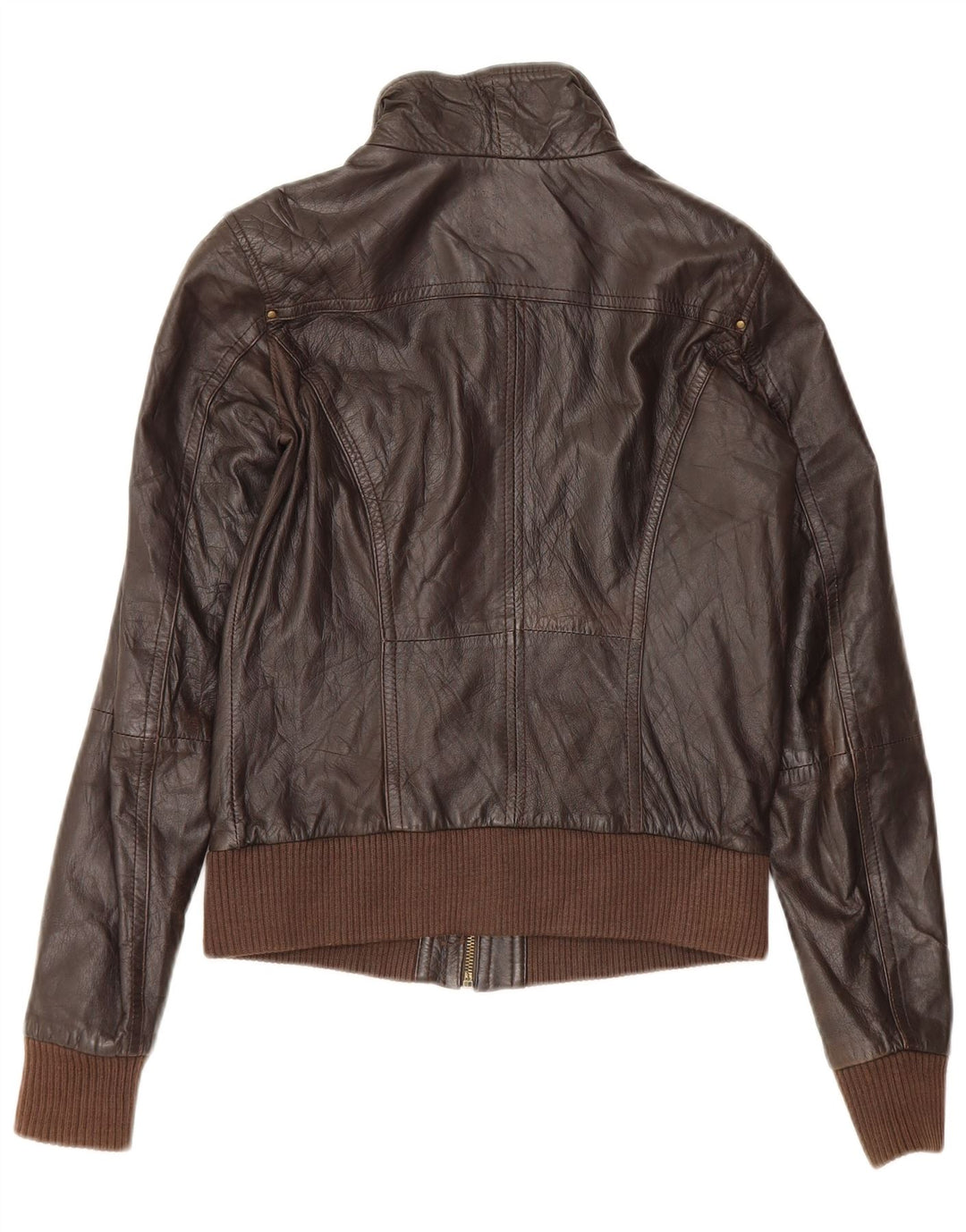 Bershka Dame Læderjakke UK 12 Medium Brun