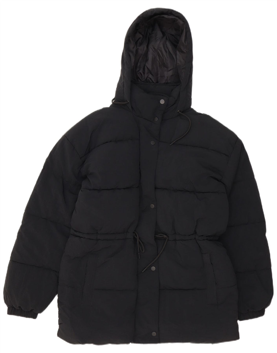 Topshop Womens Hooded Oversized Padded Jacket UK 8 Small Black Polyester