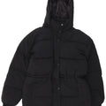 Topshop Dame Hætte Oversized Polstret Jakke UK 8 Small Black Polyester