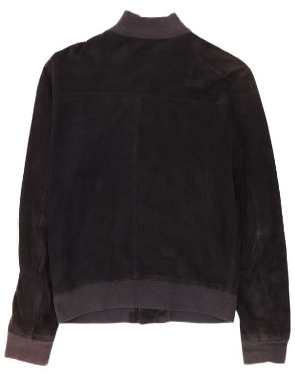 Chaqueta bomber de gamuza vintage para hombre UK 40 Grande Cuero azul marino