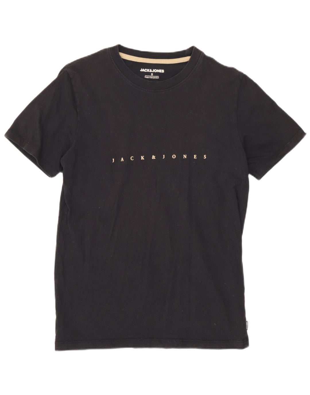 Jack & Jones Mens Graphic T-Shirt Top Small Black Cotton