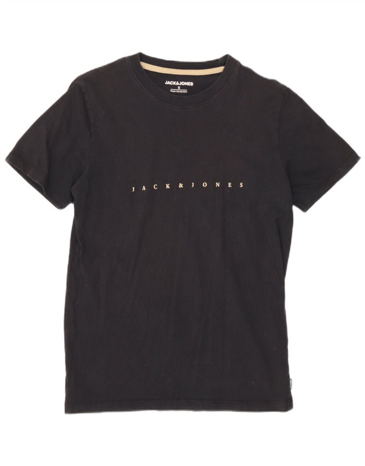 Jack & Jones Mens Graphic T-Shirt Top Small Black Cotton