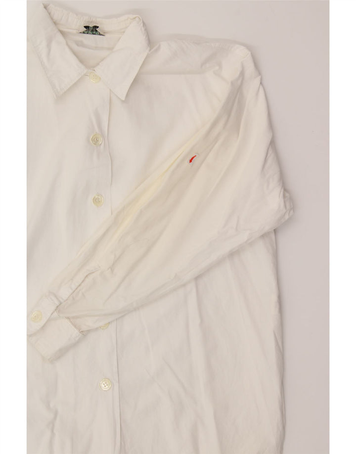 MAX & CO. Womens Longline Loose Fit Shirt UK 12 Medium  White Cotton Vintage Max & Co. and Second-Hand Max & Co. from Messina Hembry 