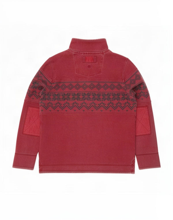 Męska bluza z zamkiem błyskawicznym Fat Face, duża, bordowa, Fair Isle Cotton