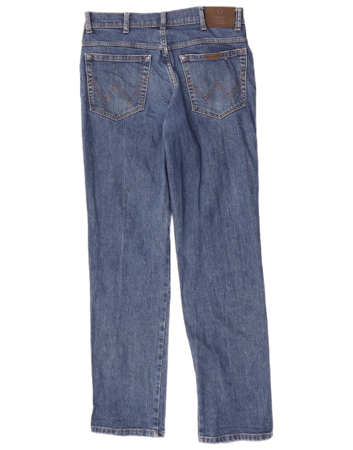 Wrangler Mens Regular Fit Straight Jeans W34 L34 Blue Cotton