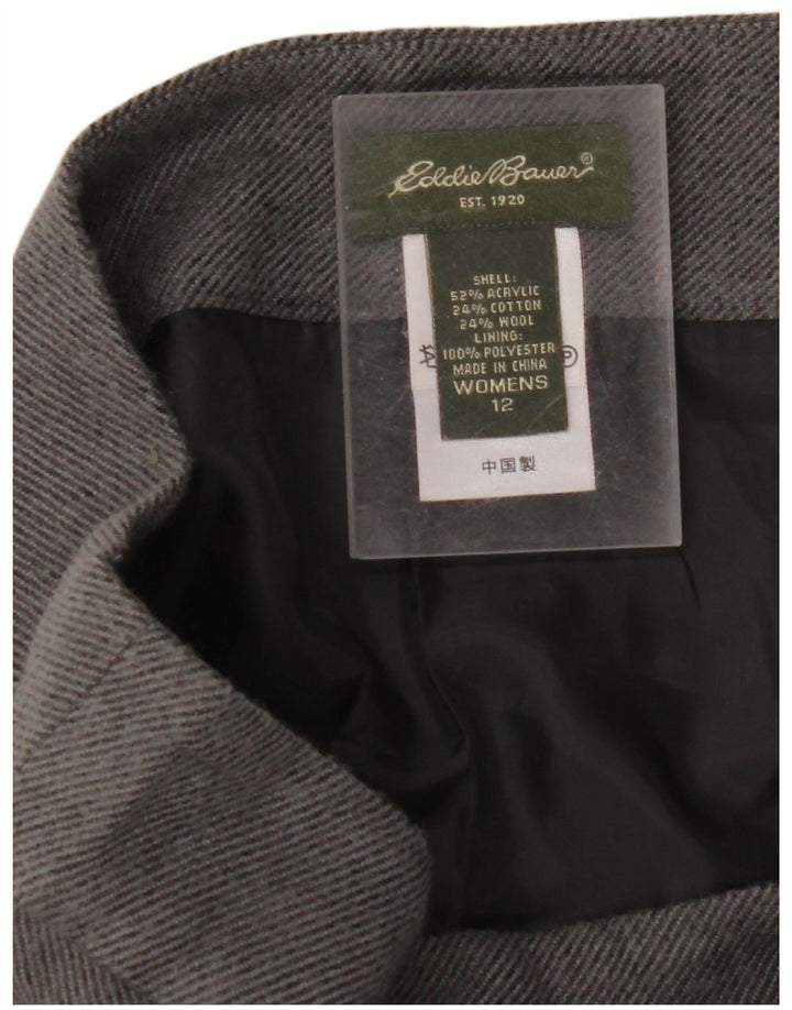 EDDIE BAUER Damen A-Linienrock US 12 Large W32 Graues Acryl