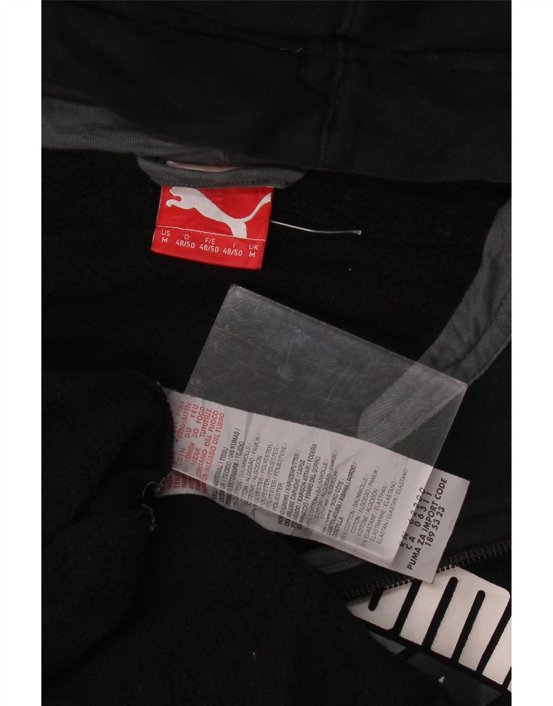 Puma Mens Graphic Zip Hoodie Sweater Medium Black Cotton