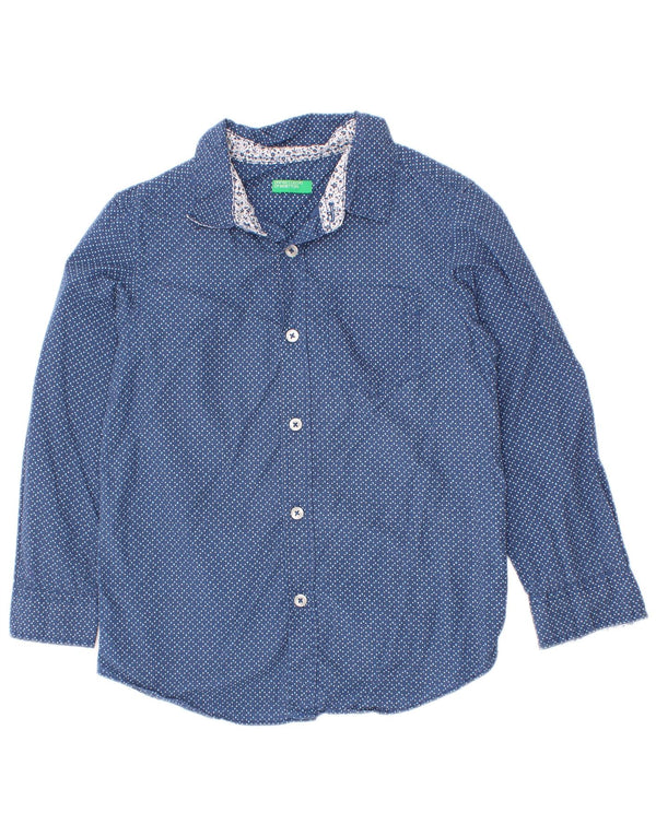 Camisa Benetton Menino 4-5 Anos XS Azul Algodão Manchado