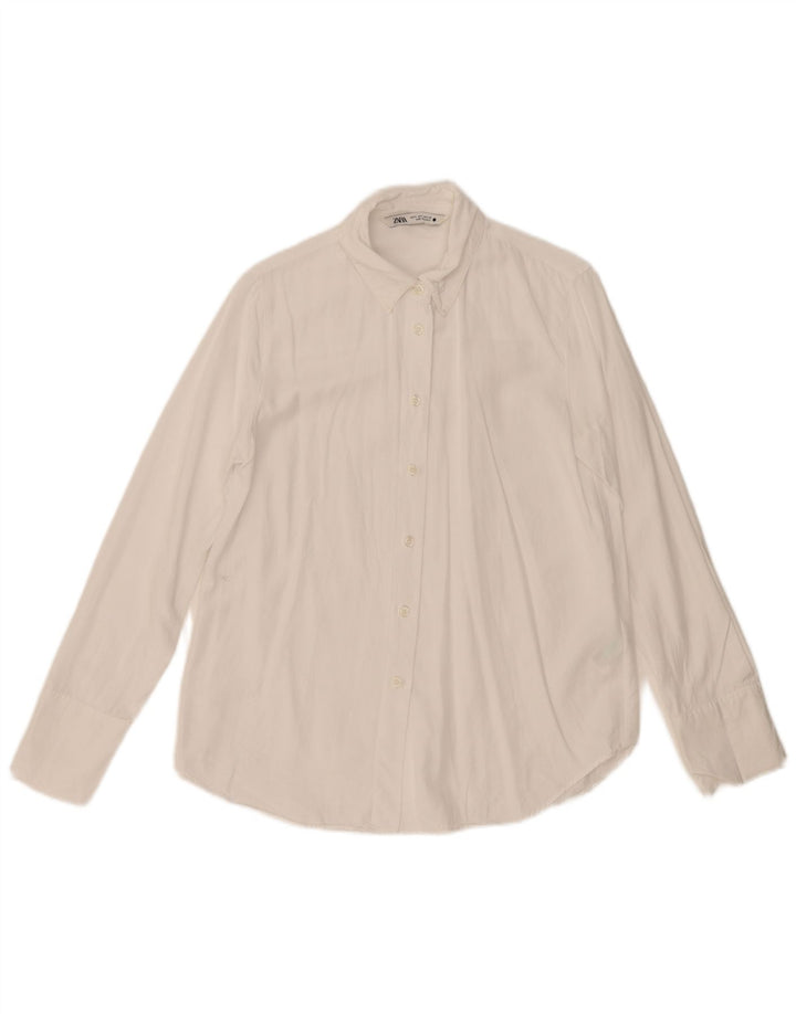 Zara Womens Shirt UK 10 Small White Lyocell