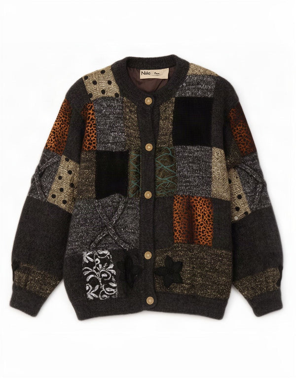 Niki Line Dame Cardigan Sweater UK 14 Large Flerfarvet Patchwork